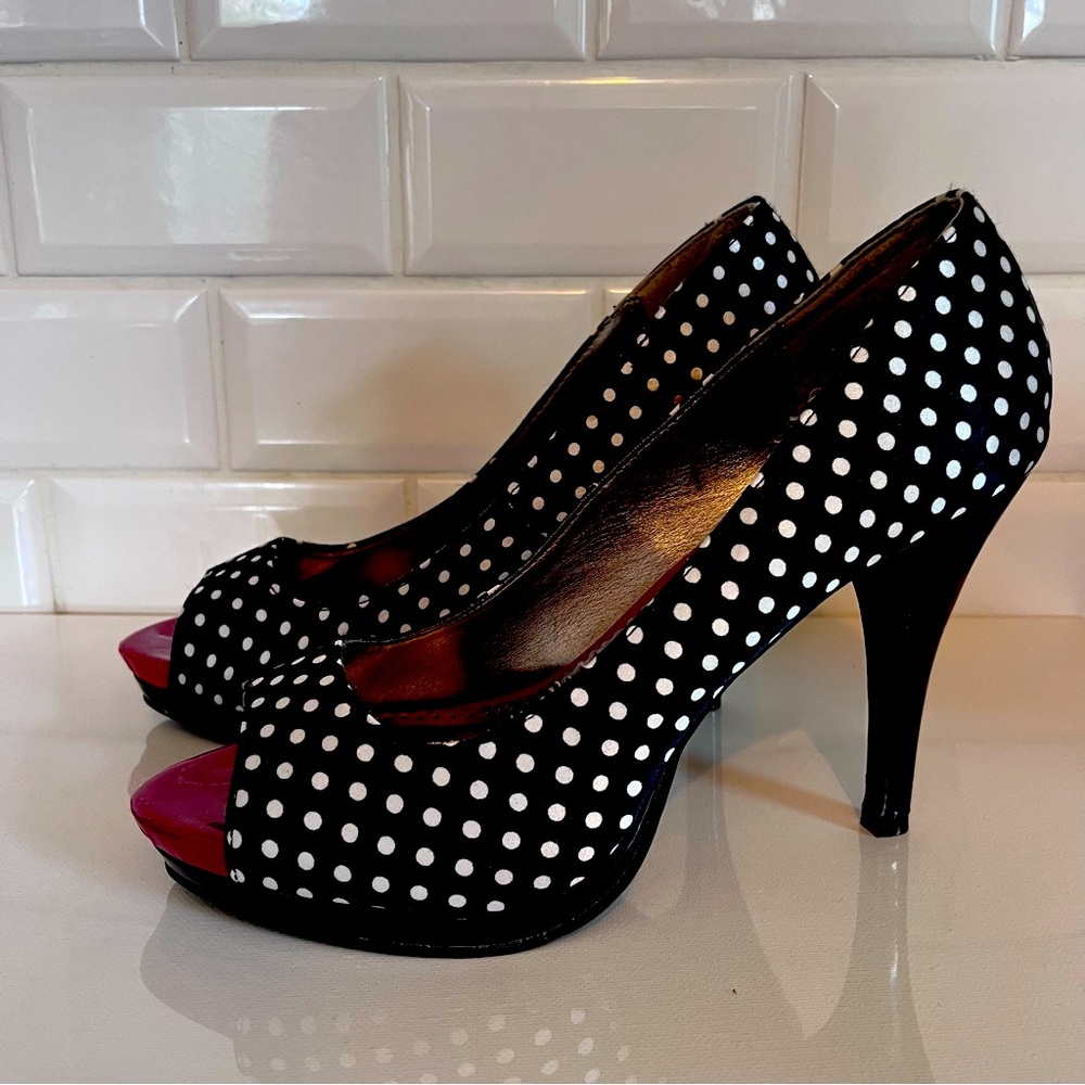 Rampage Polka Dot Platform Heels size 9.5